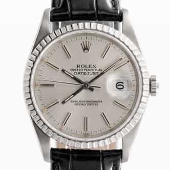 Mens Rolex Stainless Steel Datejust Watch 16233 with Silver Dial (SKU X313142AMT)
