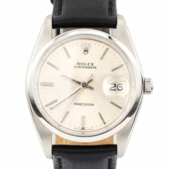 Mens Rolex Stainless Steel Oysterdate Watch Silver Dial Black Strap 6694 (SKU 5285531BRAMT)