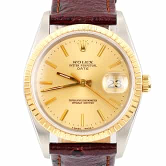 Mens Rolex Two-Tone 18K/SS Date 15223 Watch Gold Champagne Dial (SKU S706610AMT)