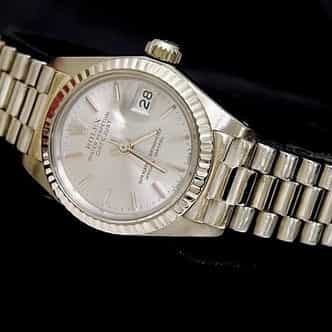 Ladies Rolex 18K White Gold Datejust President Silver  6917 (SKU 6163038MT)