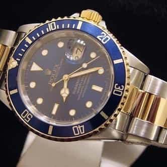 Mens Rolex Two-Tone 18K/SS Submariner Blue  16613 (SKU T883070BCMT)