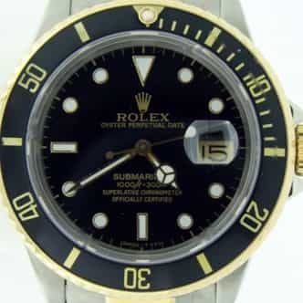 Mens Rolex Two-Tone 18K/SS Submariner Black  16803 (SKU 9301427BCMT)