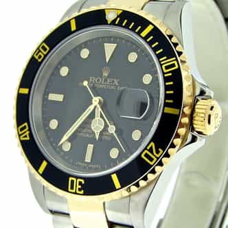 Mens Rolex Two-Tone 18K/SS Submariner Black  16613T (SKU D690579MT)