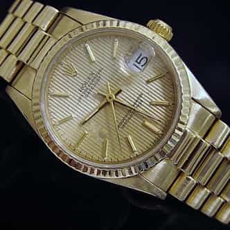 Mid Size Rolex 18K Yellow Gold Datejust Tapestry  68278 (SKU 9629978MT)