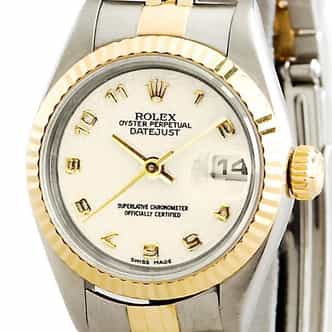 Ladies Rolex Two-Tone 18K/SS Datejust Ivory Arabic 69173 (SKU 2TL69173MT)