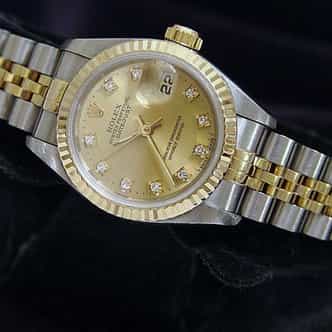 Ladies Rolex Two-Tone 18K/SS Datejust Champagne Diamond 69173 (SKU X803796MT)