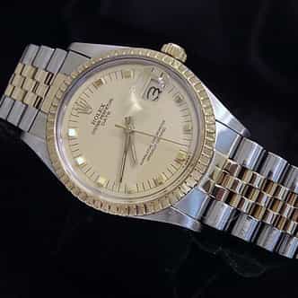 Pre Owned Mens Rolex Two-Tone Peg Date with a Gold/Champagne Dial 15053 (SKU 8396395)