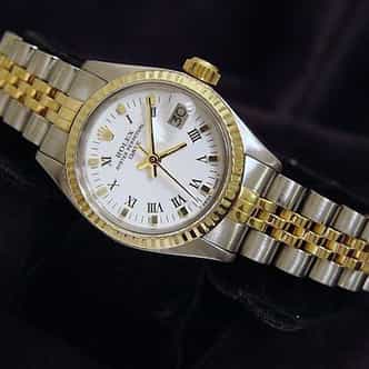 Ladies Rolex Two-Tone 14K/SS Date White Roman 6917 (SKU 5815288AMT)