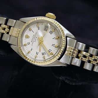 Ladies Rolex Two-Tone 14K/SS Date White Roman 6517 (SKU 5096086MT)