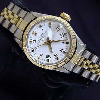 Ladies Rolex Two-Tone 14K/SS Date White Roman 6517 (SKU 1894255MT)