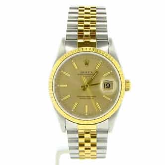 Mens Rolex Two-Tone 18K/SS Date Champagne  15223 (SKU X813494NMT)