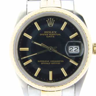 Pre Owned Mens Rolex Two-Tone Date with a Black Dial 15053 (SKU 8572283N)