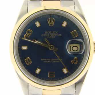 Mens Rolex Two-Tone 18K/SS Date Blue Arabic 15203 (SKU U311254NMT)