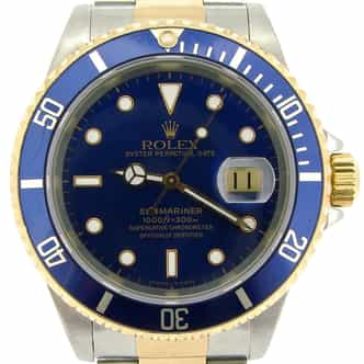 Mens Rolex Submariner Ref 16613 Two Tone Blue Dial (SKU U404474NBC)