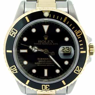 Mens Rolex Two-Tone 18K/SS Submariner Black  16803 (SKU 9019483NNCMT)