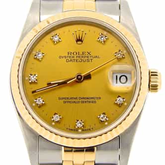 Mid Size Rolex Two-Tone 18K/SS Datejust Champagne Diamond 68273 (SKU R511237NMT)
