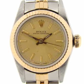 Ladies Rolex Two-Tone 18K/SS Oyster Perpetual Champagne  67193 (SKU R408479NMT)