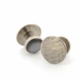 Stainless Steel Silver Enamel 3-Piece Button Set (SKU BTCL004N)