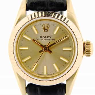 Ladies Rolex 14K Yellow Gold Oyster Perpetual Champagne  67197 (SKU 9039078NBLKCMT)