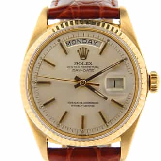 Mens Rolex 18K Gold Day-Date Watch with Silver Dial 1803 (SKU 3251629NBRNMT)