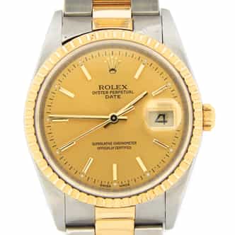 Pre Owned Mens Rolex Two-Tone Date Watch with a Gold Champagne Dial 15223 (SKU D430010NM)