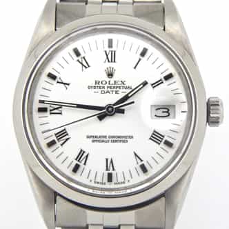 Mens Rolex Stainless Steel Date White Roman 15000 (SKU 9204150MT)
