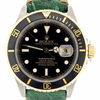Mens Rolex Two-Tone Submariner Black  16613 (SKU P193559MT)