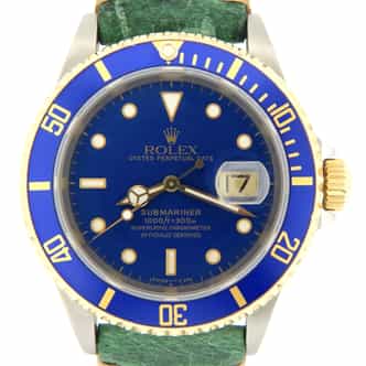 Mens Rolex Two-Tone 18K/SS Submariner Blue  16613 (SKU W900838NMT)