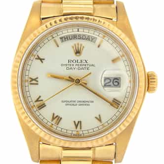 Mens Rolex 18K Gold Day-Date President White Roman 18038 (SKU 5754505MT)