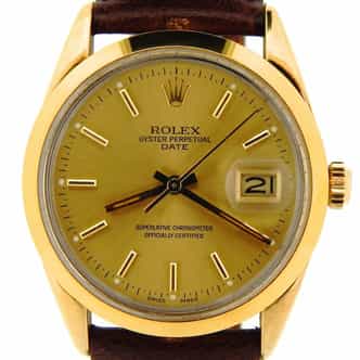 Mens Rolex 14K Gold Shell Date Watch Champagne Dial Model Ref. 15505 (SKU 8103469NBRNBMT)