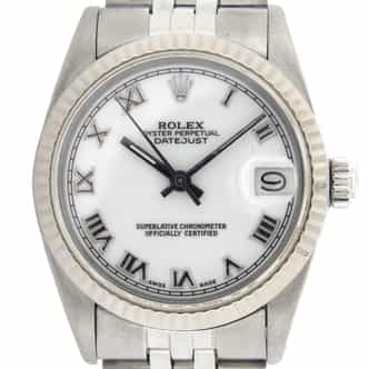 Mid Size Rolex Stainless Steel Datejust White Roman 68274 (SKU 8250906MT)