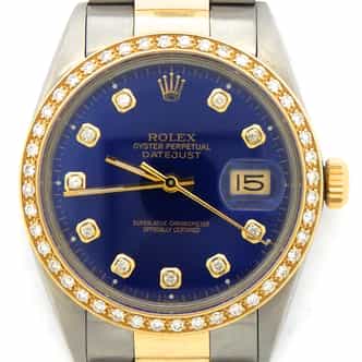 Mens Rolex Two-Tone Datejust Blue Diamond 16013 (SKU 9439569DMT)
