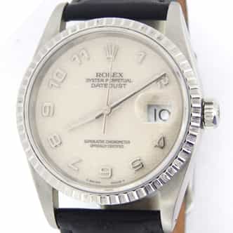 Mens Rolex Stainless Steel Datejust White Arabic 16220 (SKU S293157AMT)