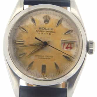 Vintage 1950s Mens Rolex Stainless Steel Date Watch Ref. 6534 (SKU 246631AMT)