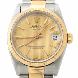 Ladies Midsize Rolex Two-Tone Datejust Champagne 68273 (SKU 68273TAPOYSAMT)