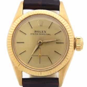 Ladies Rolex 18K Yellow Gold Oyster Perpetual Champagne 6509 (SKU 290503AMT)