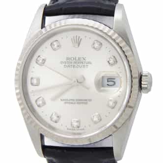 Rolex Datejust 16234 Stainless Steel Watch FACTORY Silver Diamond Dial (SKU F175666AMT)