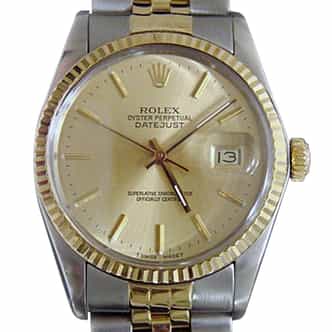 Mens Rolex 2Tone Datejust Gold Dial Watch 16013 (SKU 9127237MT)