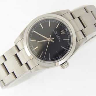 Mid-Size Rolex Stainless Steel Oyster Perpetual Black 77080 (SKU F095208AMT)