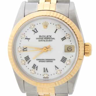 Mid Size Rolex Two-Tone 18K/SS Datejust White Roman 68273 (SKU WR724002AMT)