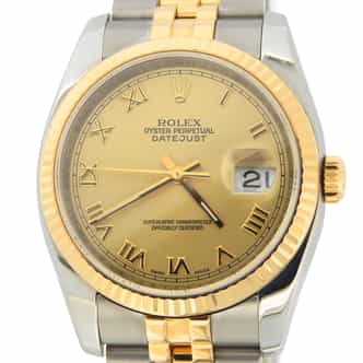 Mens Rolex Two-Tone Datejust Watch 116233 with Gold Roman Dial (SKU 116233JCHRMT)