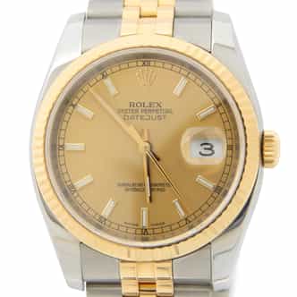 Mens 36mm Rolex Two-Tone Datejust Watch 116233 with Hidden Clasp Jubilee Band (SKU CH116233MT)