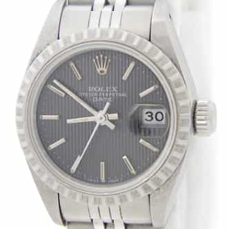 Ladies Rolex Stainless Steel Date Watch with Slate Tapestry Dial 69240 (SKU L846968AMT)