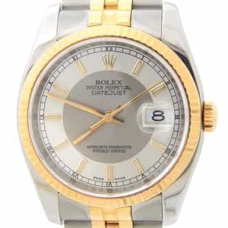 Mens Rolex Two-Tone Datejust Watch 116233 with Silver Tuxedo Dial (SKU VI87937MT)