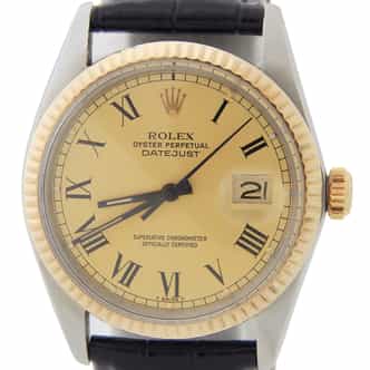 Mens Rolex Two-Tone Datejust Watch with Gold Roman Buckley Dial 16013 (SKU 6759486AMT)