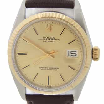 Mens Rolex Two-Tone Datejust 1601 Watch with Gold Champagne Dial (SKU 910077BAMT)