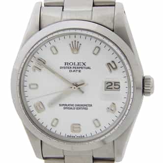 Mens Rolex Stainless Steel Date Watch 15000 with White Arabic Dial (SKU 7078029OAMT)