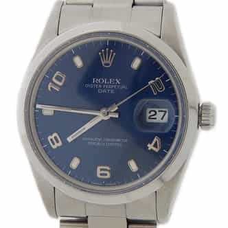 Mens Rolex Stainless Steel Date Watch 15000 with Blue Arabic Dial (SKU 7321080AMT)