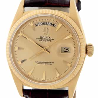 Mens Rolex 18K Gold Day-Date Watch with Gold Champagne Dial 1803 (SKU 784553AMT)