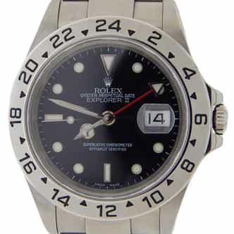 Mens Rolex 16570 Stainless Steel Explorer II Watch with Black Dial (SKU P209258AMT)